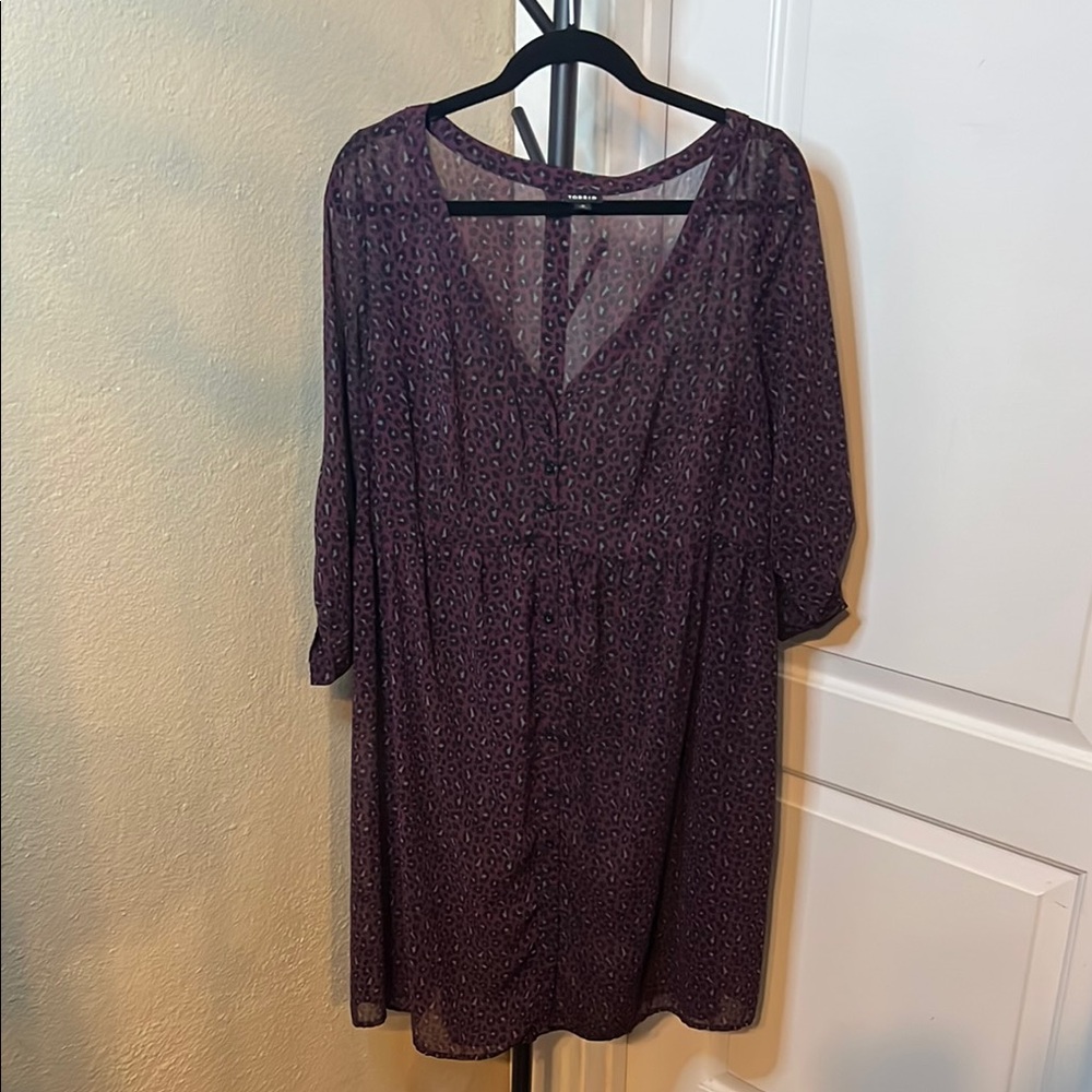 Torrid Wine Cheetah Print Button Down Shirt